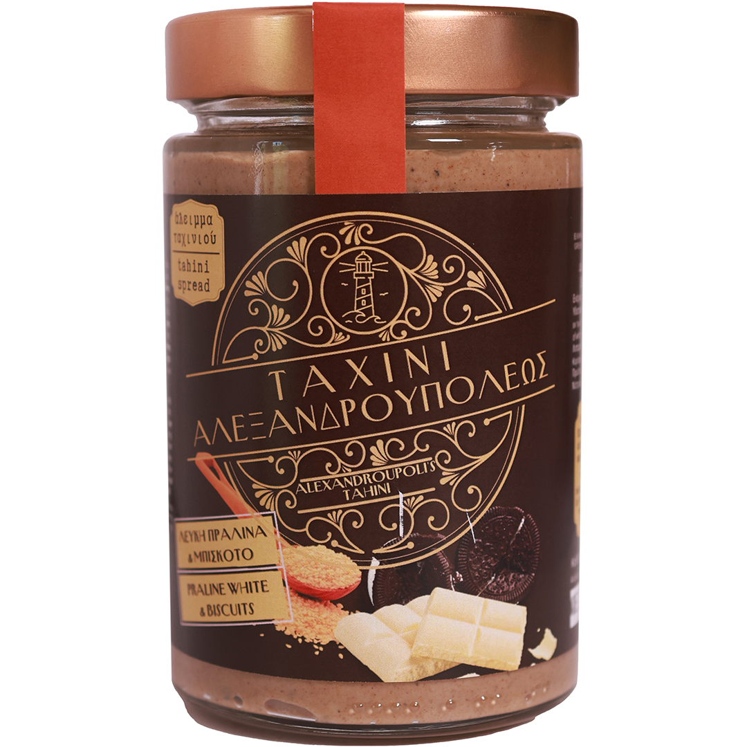 Ταχίνι Αλεξανδρουπόλεως με λευκή σοκολάτα & μπισκότο